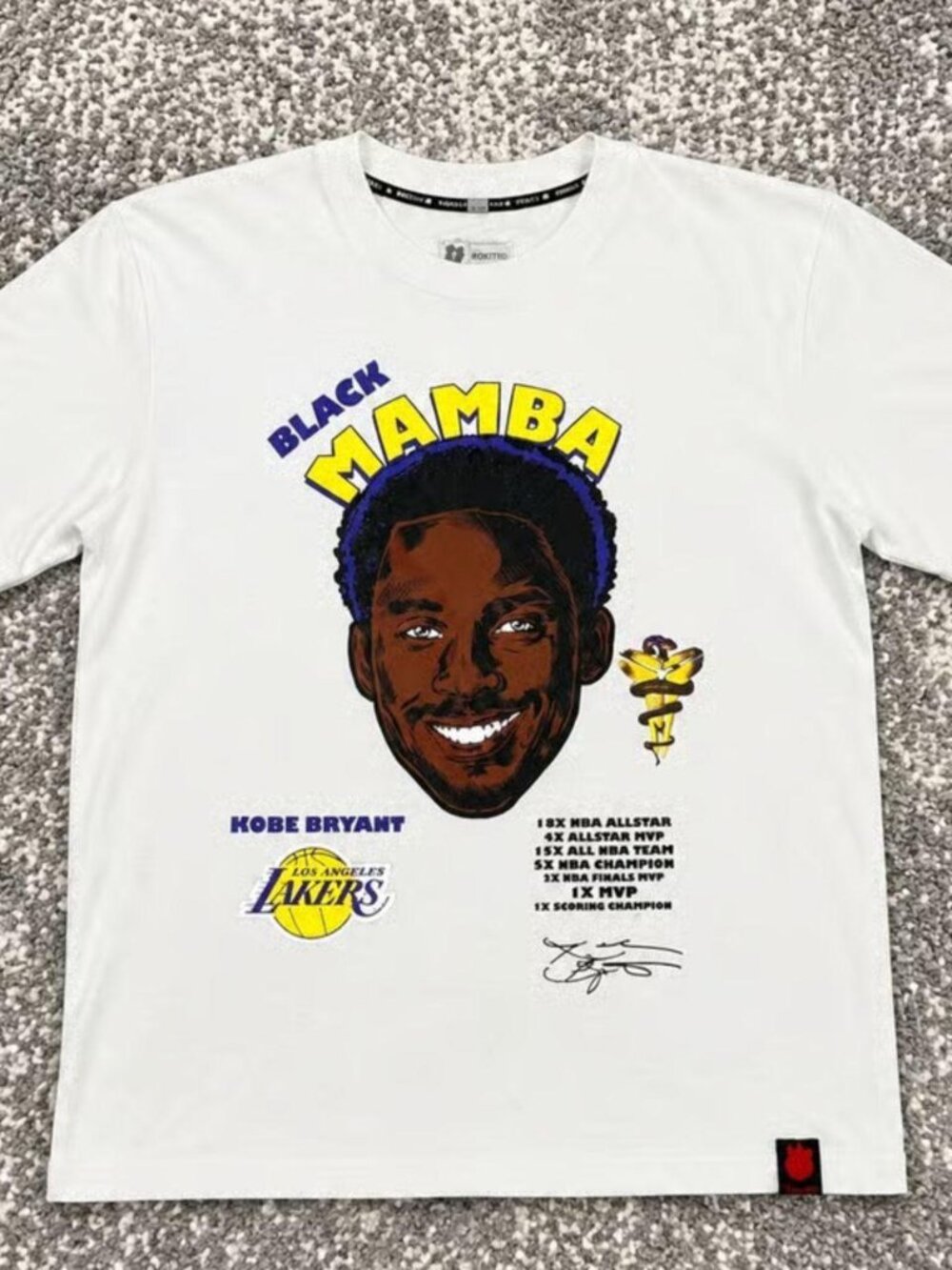 Kobe Bryant Black Mamba Graphic T-Shirt White Lakers NBA Tee Men’s Streetwear